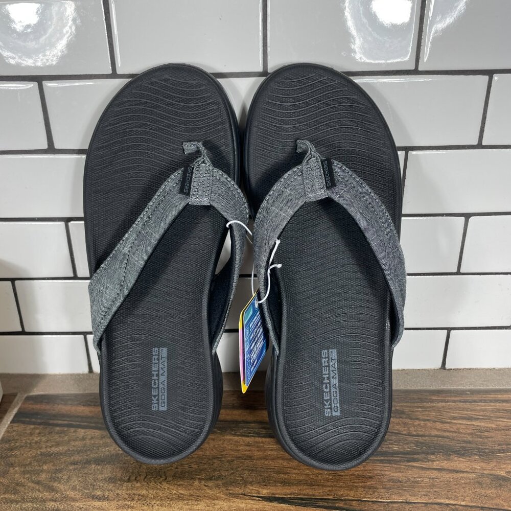 Skechers GOwalk Womens 8 Shoes Black Gray On The Go Thong Flip Flop Sandal NEW - Picture 6 of 10